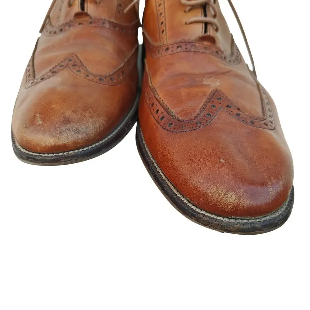 Cole Haan Brown Leather Wingtip Oxford Dress Shoes Mens Lace Up Size 10 1/2